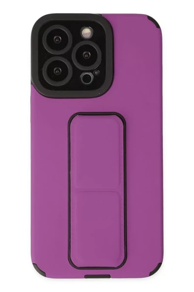 Newface Apple iPhone 13 Pro Kılıf Mega Standlı Silikon - Mor ürün görseli 1