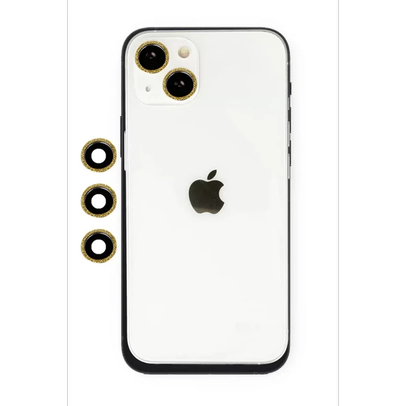 Newface Apple iPhone 14 Shine Kamera Lens - Gold - Resim 2