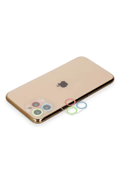 Newface Apple iPhone 11 Pro Renkli Kamera Lens Koruma Cam - Mavi-Yeşil ürün görseli 1
