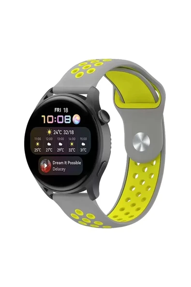 Newface Watch 22mm Spor Delikli Kordon - Gri-Yeşil ürün görseli 1