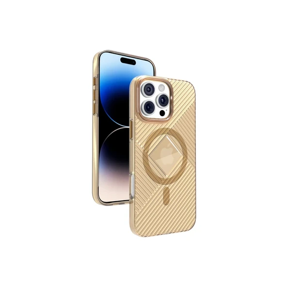 Apple iPhone 16 Pro Max Stella PC Sert Magsafe Kılıf - Gold