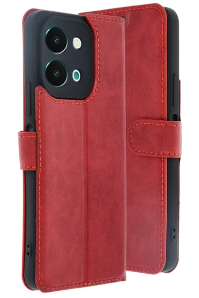 Newface Vivo Y28 Kılıf Trend S Plus Kapaklı Kılıf - Kırmızı ürün görseli 1