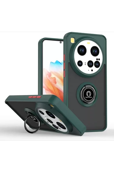 Newface Xiaomi Mi 15 Ultra Kılıf Montreal Yüzüklü Silikon Kapak - Yeşil ürün görseli 1