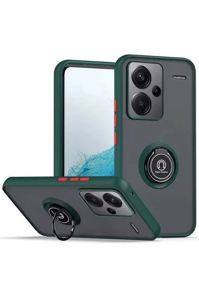 Newface Xiaomi Redmi Note 13 Pro Plus Kılıf Montreal Yüzüklü Silikon Kapak - Yeşil ürün görseli 1