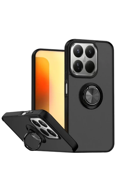 Newface Xiaomi Mi 15T Montreal Yüzüklü Silikon Kapak - Siyah ürün görseli 1