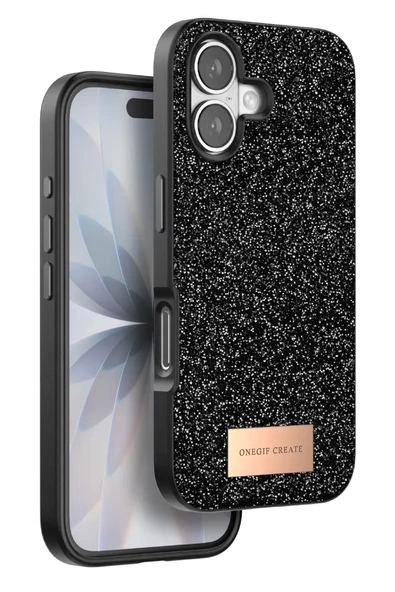 Onegif Apple iPhone 17 Bright Simli Kapak - Siyah ürün görseli 1