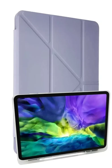 Newface Apple iPad 10.2 (8.nesil) Kılıf Kalemlikli Mars Tablet Kılıfı - Lila ürün görseli 1