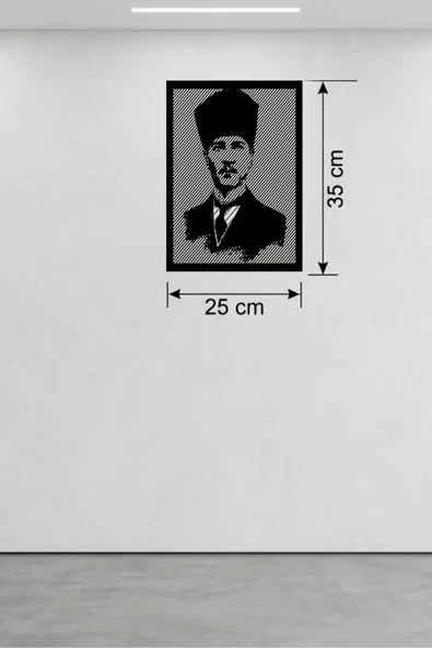 Atatürk Line Art Metal Görünümlü Ahşap Tablo - Modern Ofis ve Ev Dekoru ürün görseli 1