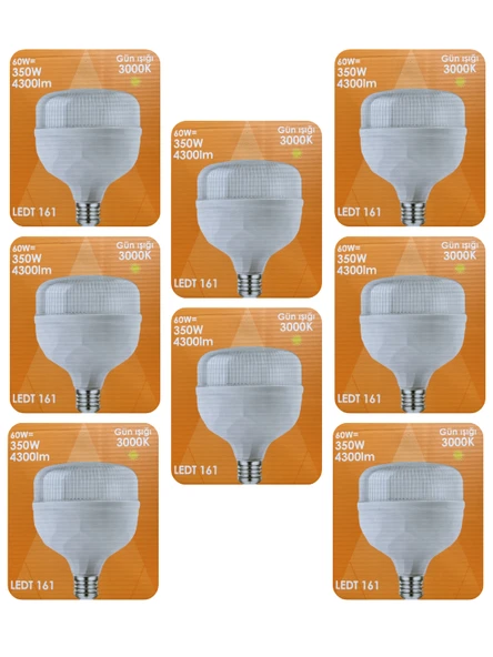 (8 Adet) Osaka 60W (350W) Sarı Işık E27 Duylu (Kalın Duy) Led Torch Ampul ürün görseli 1