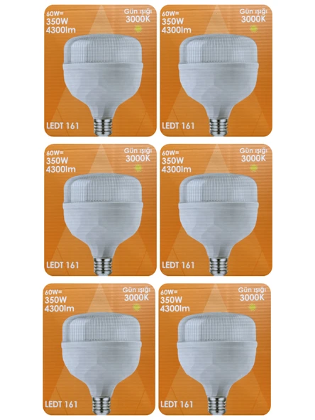 (6 Adet) Osaka 60W (350W) Sarı Işık E27 Duylu (Kalın Duy) Led Torch Ampul ürün görseli 1