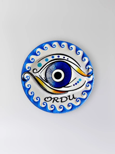 ORDU Temalı Polyester Kabartmalı Nazar Magnet  Çap: 7 cm – Dekoratif Hediyelik Buzdolabı Süsü  (kod:1219) ürün görseli 1