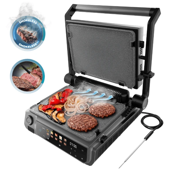 Rock'Ngrill 2000 Smash Perfectcook Izgara Ve Tost Makinesi - Yüksek Güç, Çift Taraflı Pişirme ürün görseli 1