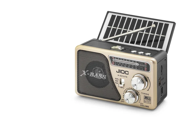 Nostaljik Fm Radyo Usb Tf Solar Şarjlı El Fenerli Kamp Hoparlörü H531UTS ürün görseli 1