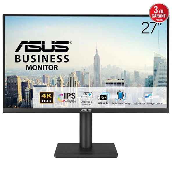 ASUS KURUMSAL VA27UCPS 27 4K IPS HDR 3840 X 2160 5MS 60HZ 350CD DP HDMI USB-C HOPARLÖR VESA 3YIL ELMB SYNC PD 65W PIVOT MONITÖR ürün görseli 1