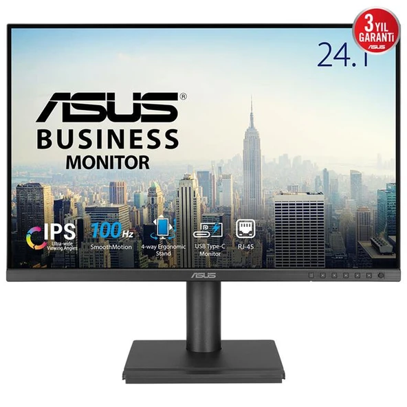 ASUS KURUMSAL BE248CFN 24.1 IPS 1920X1200 5MS 100HZ 350CD HDMI VGA USB HOPARLÖR VESA 3YIL DAISY CHAIN FLICKER-FREE ÇERÇEVESIZ DÜŞÜK MAVI IŞIK PIVOT PD 96W MONITÖR ürün görseli 1