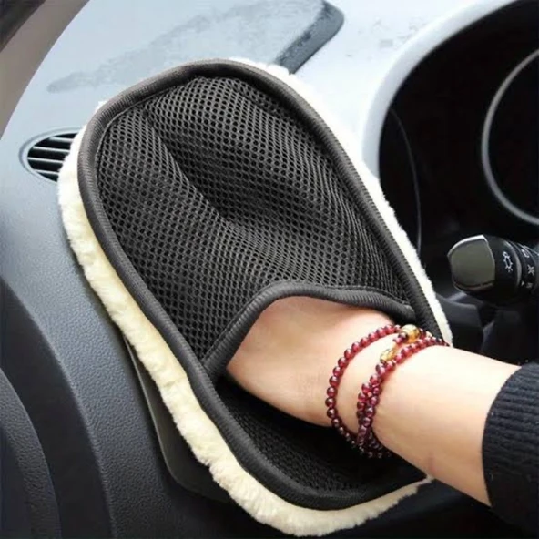 Mikrofiber Yün Araba Yıkama Eldiveni - Çizmez ve Yüksek Emici ürün görseli 1