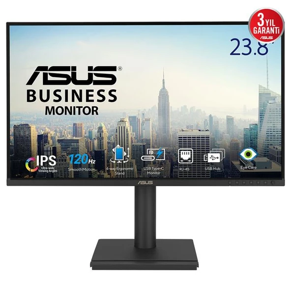 ASUS BE249CGN DOCKING MONİTÖR 23.8INC IPS 120Hz ÇERÇEVESİZ USB-C RJ45 STEREO HDMI DISPLAY PORT DÜŞÜK MAVİ IŞIK FLİCKER FREE DUVARA MONTAJ ürün görseli 1