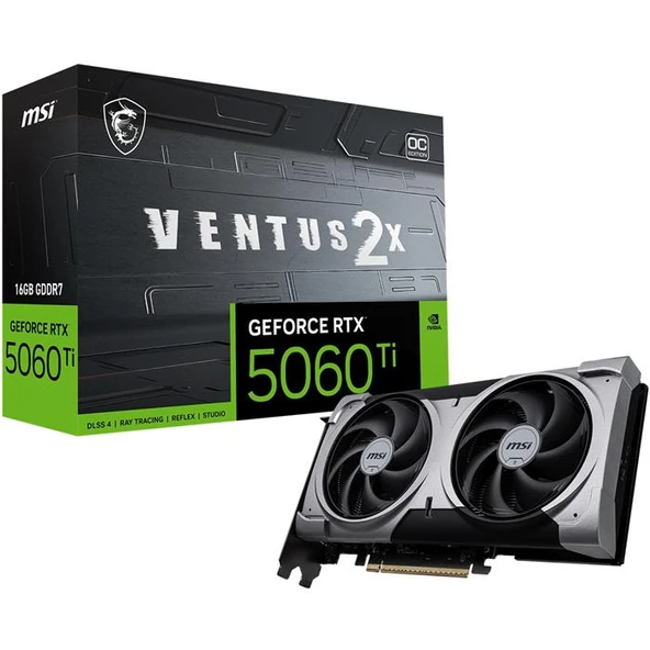 MSI VGA GEFORCE RTX 5060 TI 16G VENTUS 2X OC PLUS RTX5060TI 16GB GDDR7 128B DX12 PCIE 5.0 X16 (3XDP 1XHDMI) ürün görseli 1