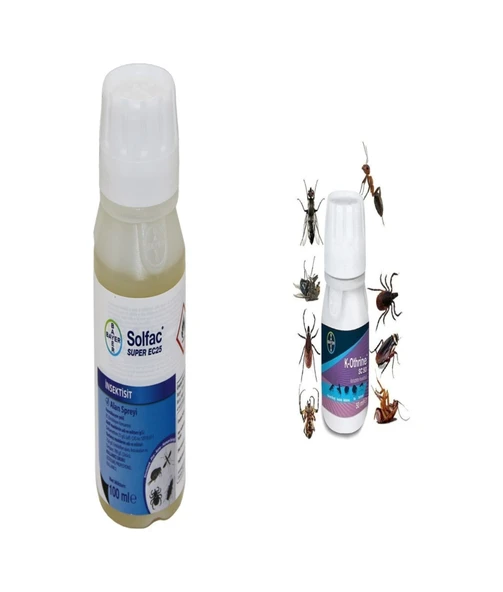 K-othrine Sc50 Ml+ Solfac Süper Ec25 Sinek Sivrisinek Uçan Haşereler Pire Bit Kene İkili Set ürün görseli 1