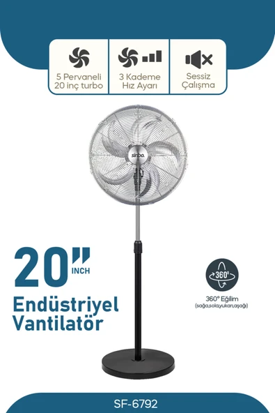 SİNBO ENDÜSTRİYEL AYAKLI VANTİLATÖR 20'' 130 WATT (SF-6792) ürün görseli 1