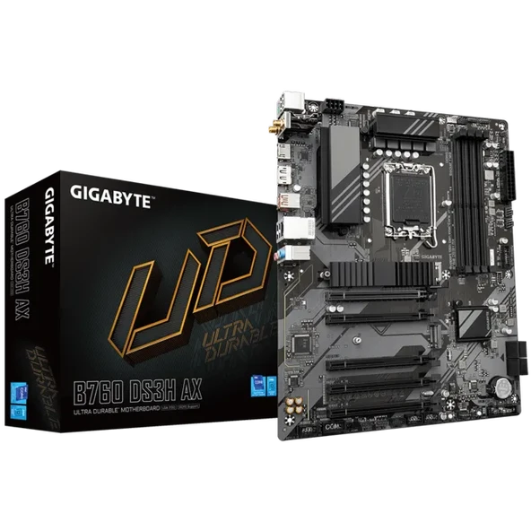 GIGABYTE B760 DS3H AX WIFI6E DDR4 HDMI-DP PCIE 4.0 1700p ATX ürün görseli 1