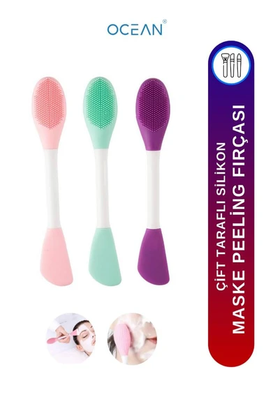 Ocean Çift Taraflı Yüz Maske Fırçası Karışık Renk Silikon Pratik Kullanım ürün görseli 1
