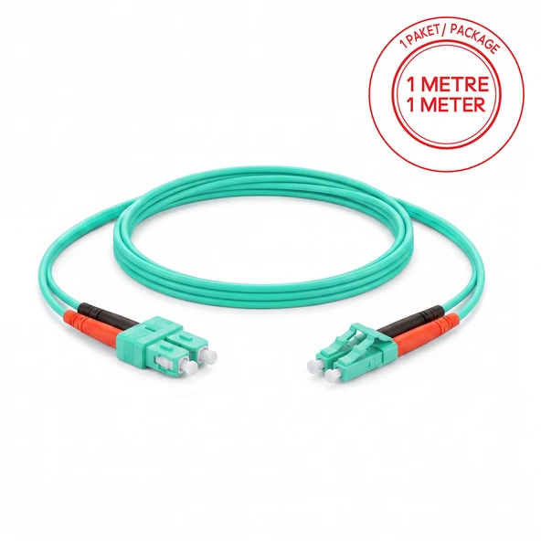Alfafonet SC/PC-LC/PC Multimode OM3 Dupleks 1 Metre Fiber Patch Cord ürün görseli 1