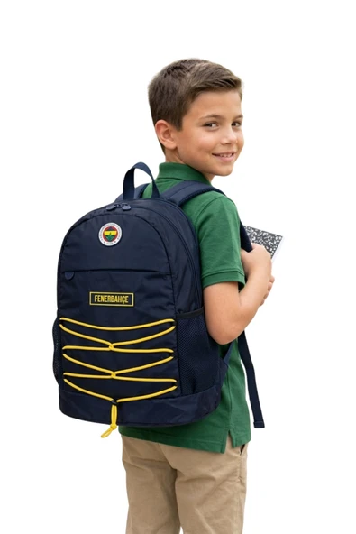 Fenerbahçe Orijinal Lisanslı  İpli Sırt Çantası - 3 Bölmeli Laptop Gözlü Sarı Lacivert Okul Çantası ürün görseli 1