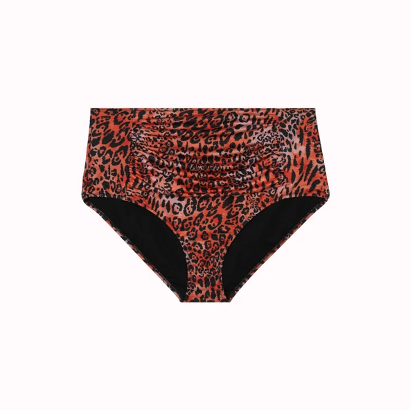 Büyük Beden Drape Detaylı Toparlayıcı Yüksek Bel Kadın Bikini Alt ürün görseli 1