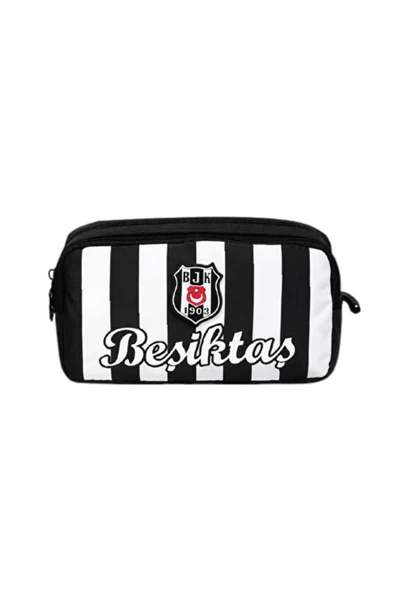 BEŞİKTAŞ ORİJİNAL LİSANSLI  Siyah Beyaz Kalem Çantası - Çift Bölmeli Taraftar Kalemliği ürün görseli 1