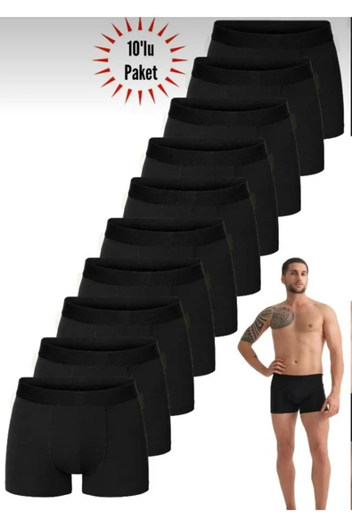 NACAR STORE Erkek 10'lu Pamuklu Likralı Esnek Kumaş Boxer ürün görseli 1