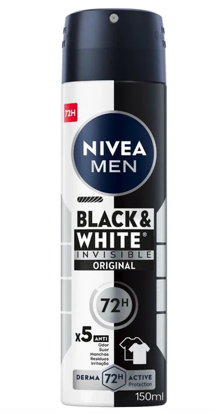 Nivea Invisible For Black White Orijinal Deodorant For Men 150 ml ürün görseli 1