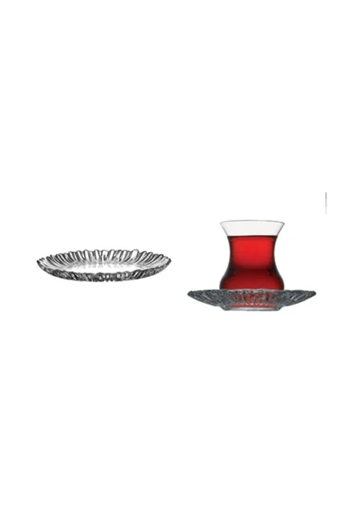 Paşabahçe aurora çay bardağı pasta tabağı seti takımı 18 parça ürün görseli 1