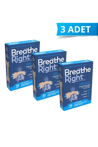 Breathe Right Burun Bandı Orijinal (Klasik) Küçük/Orta Boy 10’lu (Horlama ve Burun Tıkanıklığı İçin), 3 Kutu ürün görseli 1