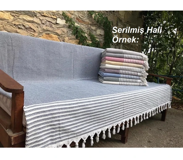 Pamuklu Kaymaz Hasır Dokuma Koltuk Örtüsü (180x220) ürün görseli 1
