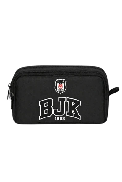 BEŞİKTAŞ ORİJİNAL LİSANSLI Siyah Nakış Logolu Kalemlik - Çift Bölmeli Astar Destekli Okul Kalem Çantası ürün görseli 1
