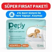 Pepy 60x90 Hijyenik Tuvalet Eğitim Pedi 30'lu 4 Paket 120 Adet ürün görseli 1
