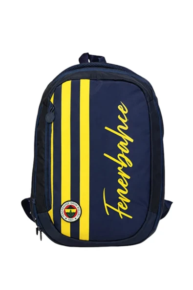 Fenerbahçe Orijinal Lisanslı Sarı Lacivert Çubuklu Sırt Çantası - 3 Bölmeli Laptop Gözlü Okul Çantası ürün görseli 1