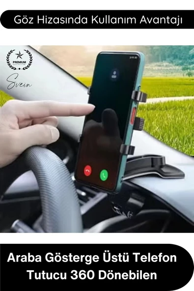 #TelefonTutucu Araba Gösterge Üstü Telefon Tutucu 360 Derece Dönebilen Oynar Başlıklı Araç İçi Navigasyon Aparatı Dikiz ürün görseli 1