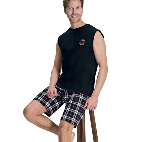 Over Sleep 3379 Erkek Yazlık Şort Pijama Takım (M-L-XL-2XL) ürün görseli 1