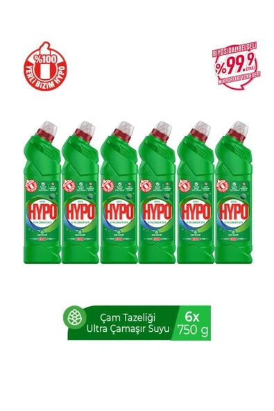 Hypo koruma ULTRA KIVAMLI ÇAMAŞIR SUYU ÇAM KOKULU 750 GR X 6 ADET ürün görseli 1