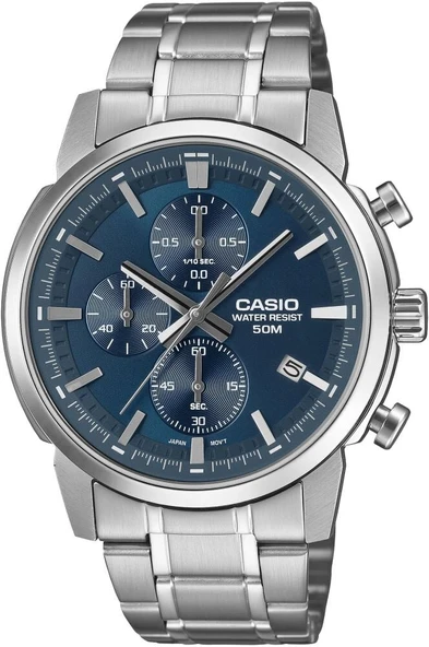 Casio MTP-E510D-2A2VDF Quartz Çelik Gri Lacivert Kadran 42 mm Erkek Kol Saati ürün görseli 1