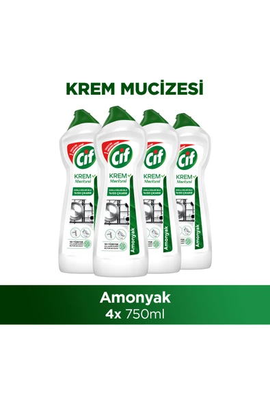 Cif Krem Mucize Yüzey Temizleyici Amonyak 750 ml x4 ürün görseli 1