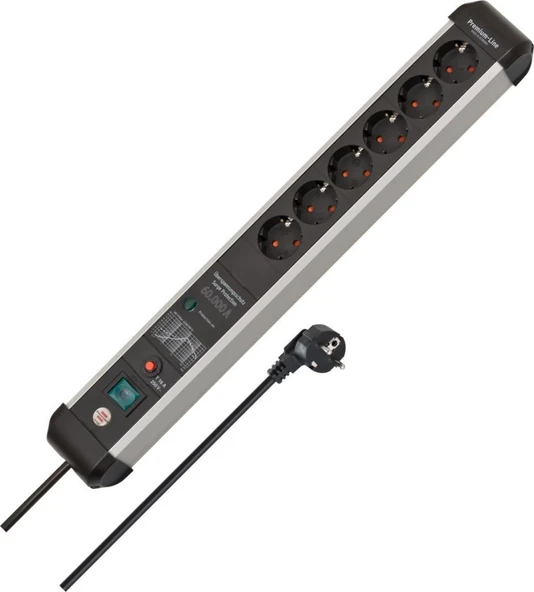 Brennenstuhl Premium-Protect-Line 6 Soketli 60.000 Amper Akım Korumalı Priz – 5 m Parazit Filtreli ürün görseli 1