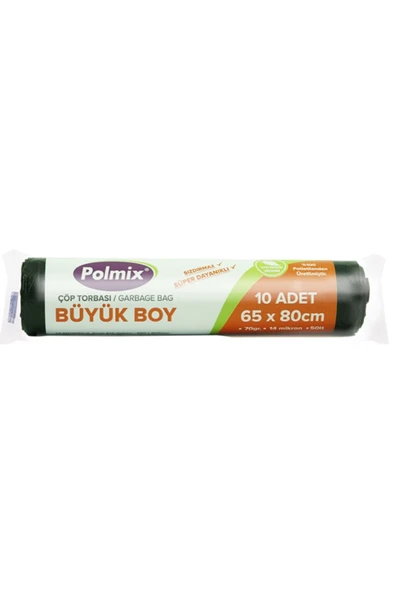 Polmix Büyük Boy Çöp Poşeti -siyah 10'lu 65x80 cm ürün görseli 1