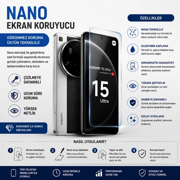XİAOMİ Mİ 15 ULTRA NANO EKRAN KORUYUCU ürün görseli 1