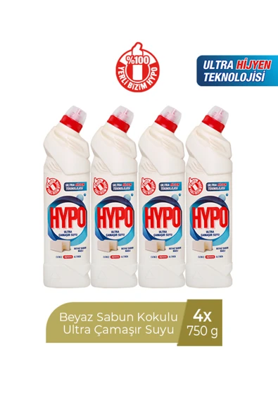 Hypo koruma ULTRA ÇAMAŞIR SUYU BEYAZ SABUN 750 GR X 4 ADET ürün görseli 1
