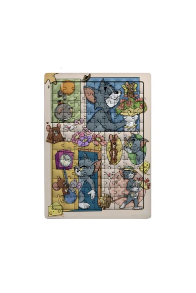 GHOSTBASTIR DESİGN Tom ve Jerry 99 Parça Ayaklı Puzzle Dekoratif Çocuk Yapbozu 039 ürün görseli 1