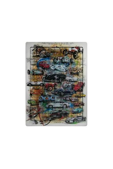 GHOSTBASTIR DESİGN Yarış Arabaları 99 Parça Ayaklı Puzzle Dekoratif Çocuk Yapbozu 021 ürün görseli 1