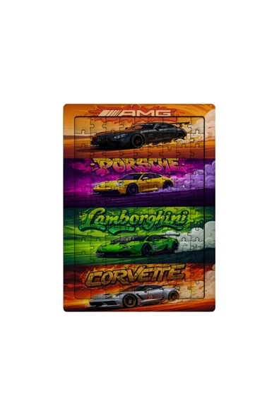 GHOSTBASTIR DESİGN Spor Arabalar 99 Parça Ayaklı Puzzle Dekoratif Çocuk Yapbozu 044 ürün görseli 1